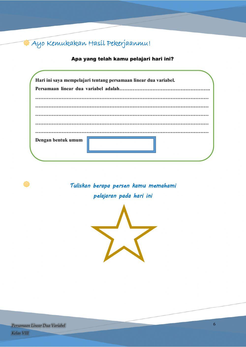LKPD 1 Sistem Persamaan Linear Dua Variabel (SPLDV)
