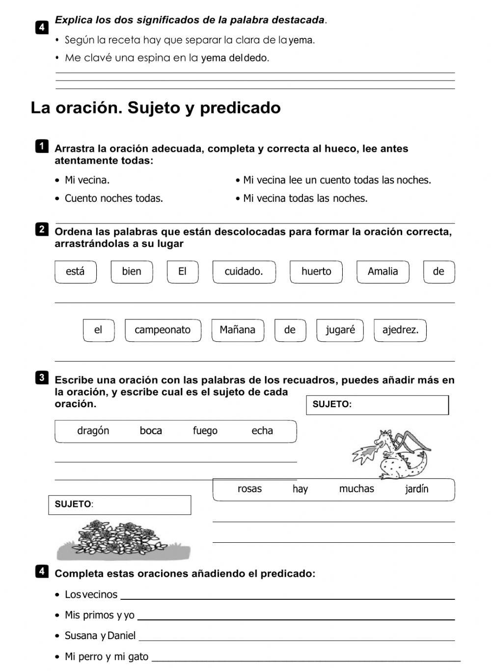 Las palabras polisémicas y el sujeto y el predicado