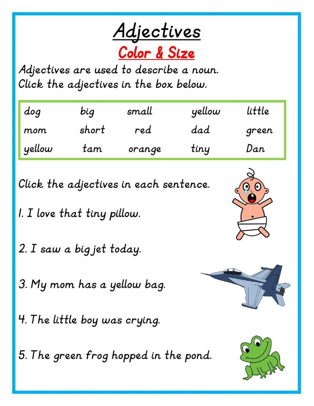 Adjectives Online Exercise For Grade 1 Live Worksheets