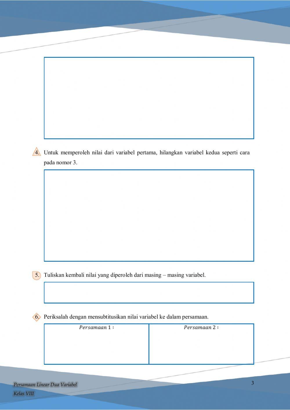 LKPD 3 Sistem Persamaan Linear Dua Variabel (SPLDV)