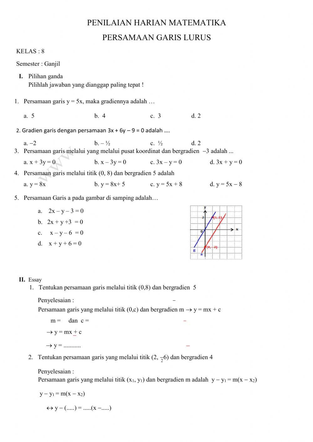 persamaan garis lurus PH