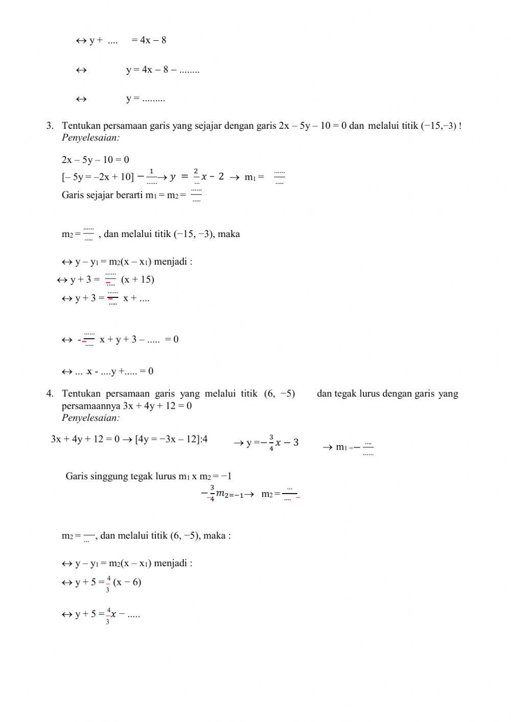 persamaan garis lurus PH