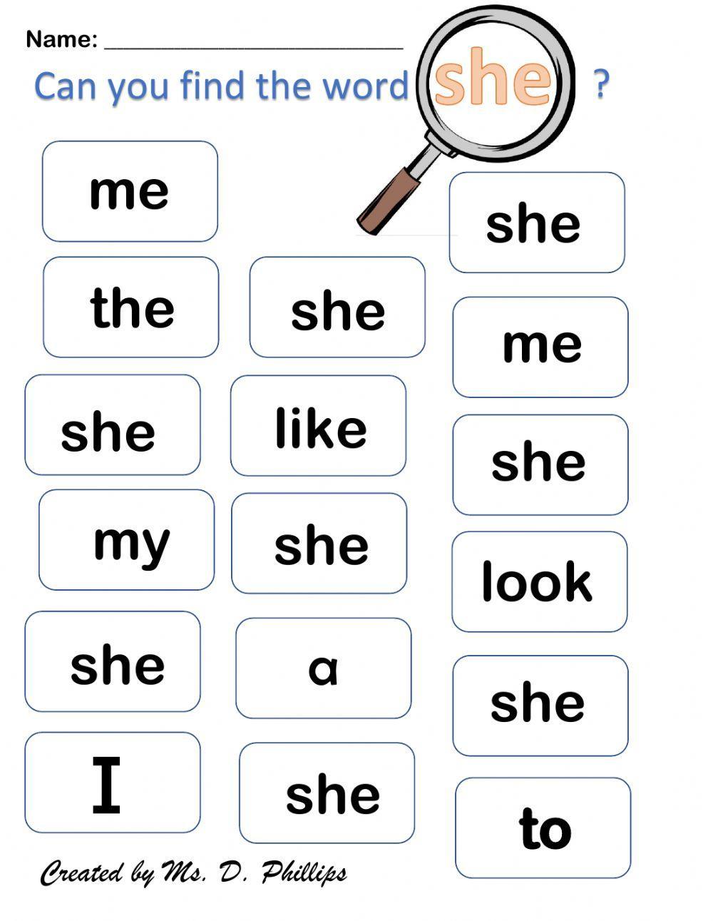 Sight Word- She