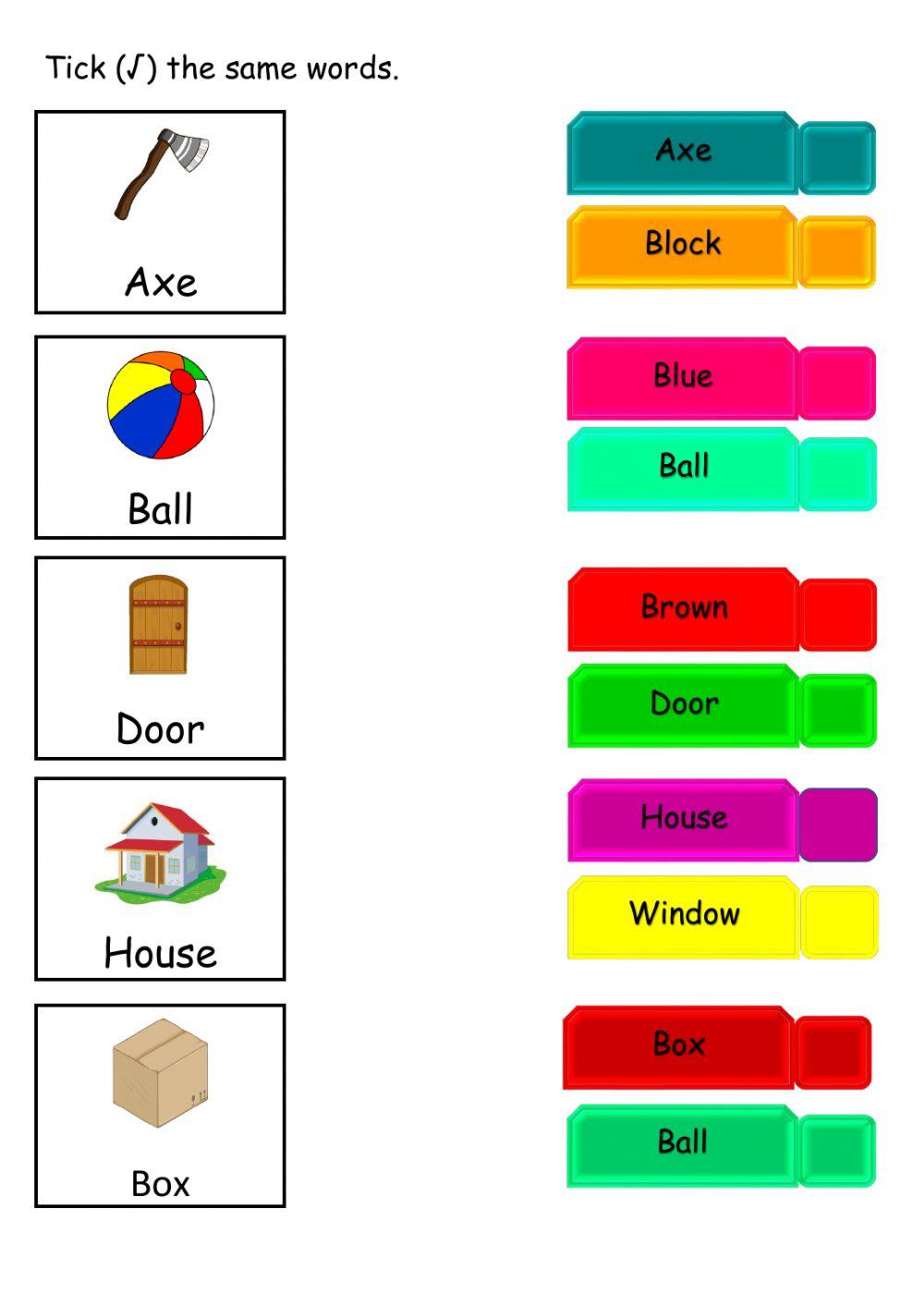 Simple words online exercise live worksheets