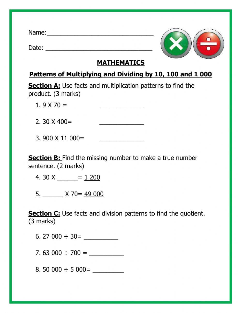 Multiplication and Division Patterns II