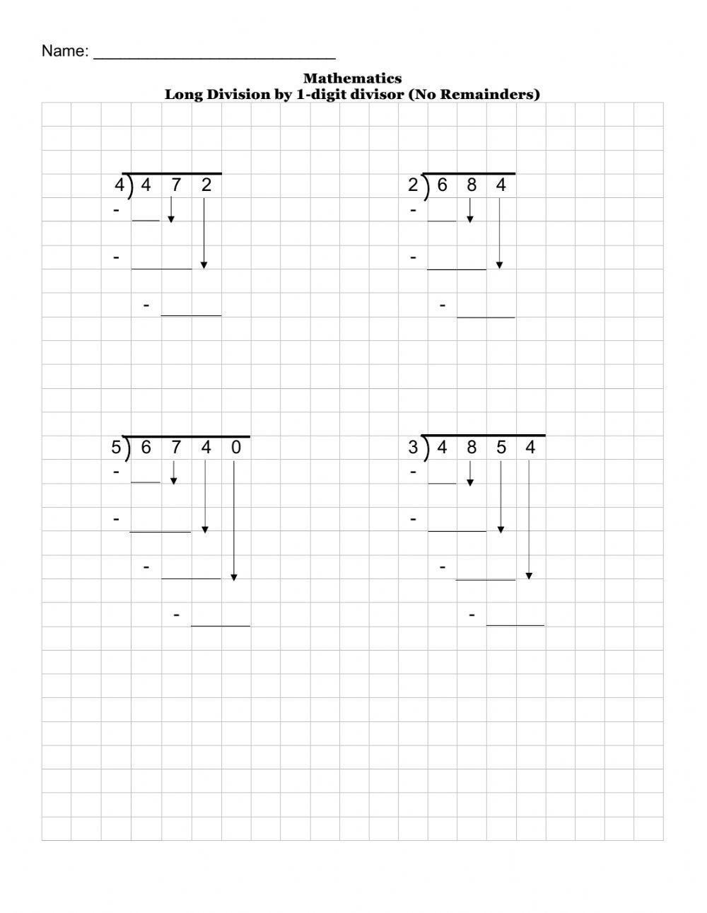 Long Division without remainder Long Division without remainder