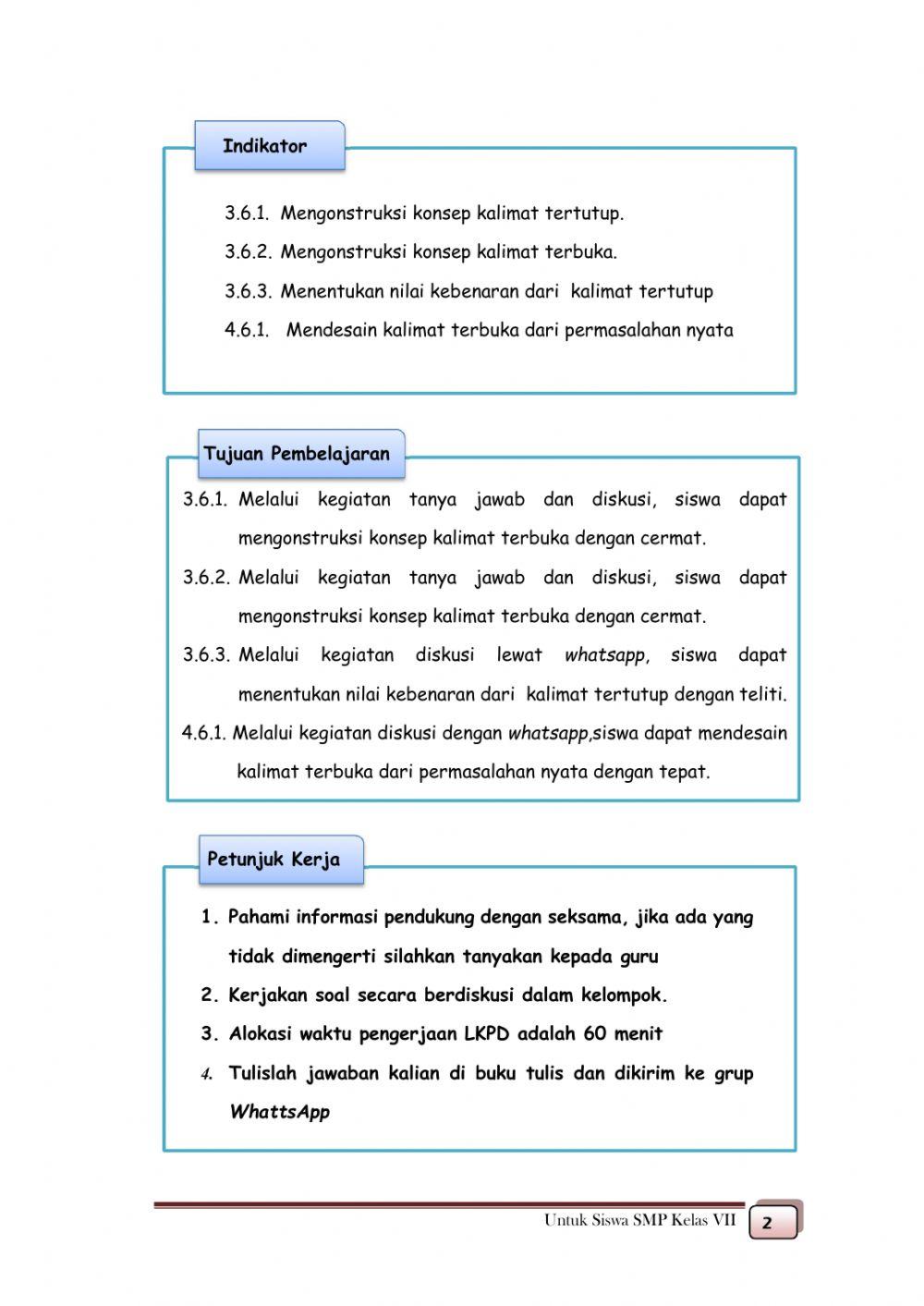 LKPD Kalimat Terbuka