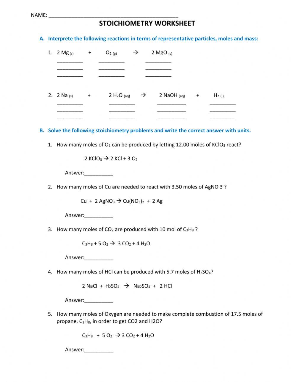 Stoichiometry exercises