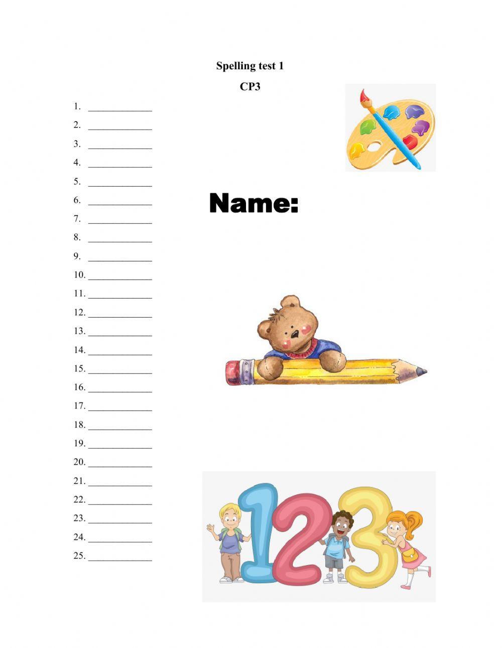 Spelling test online practice live worksheets