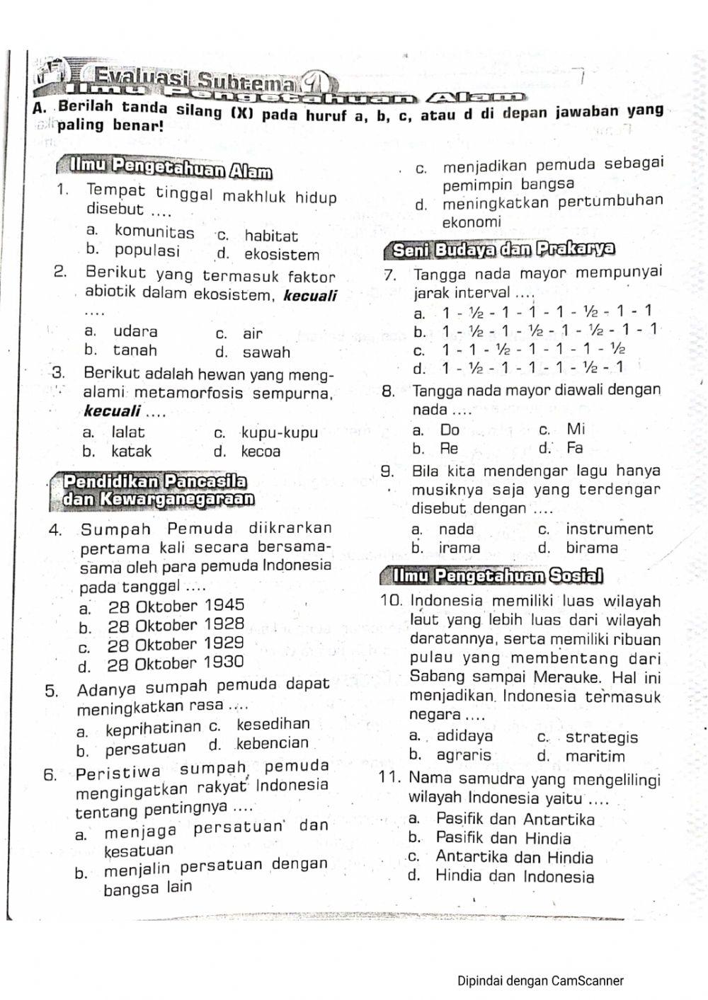Soal tema 5 Subtema 1