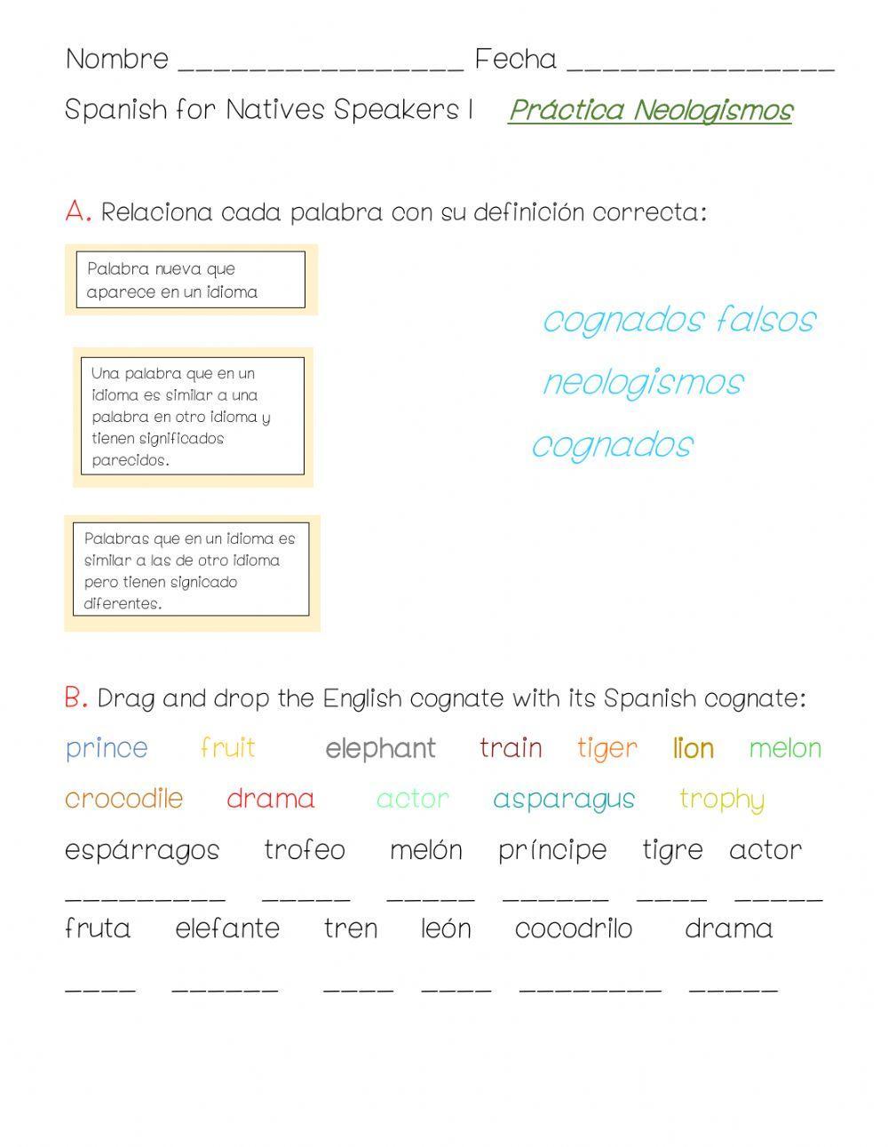 Práctica Neologismos y Cognados