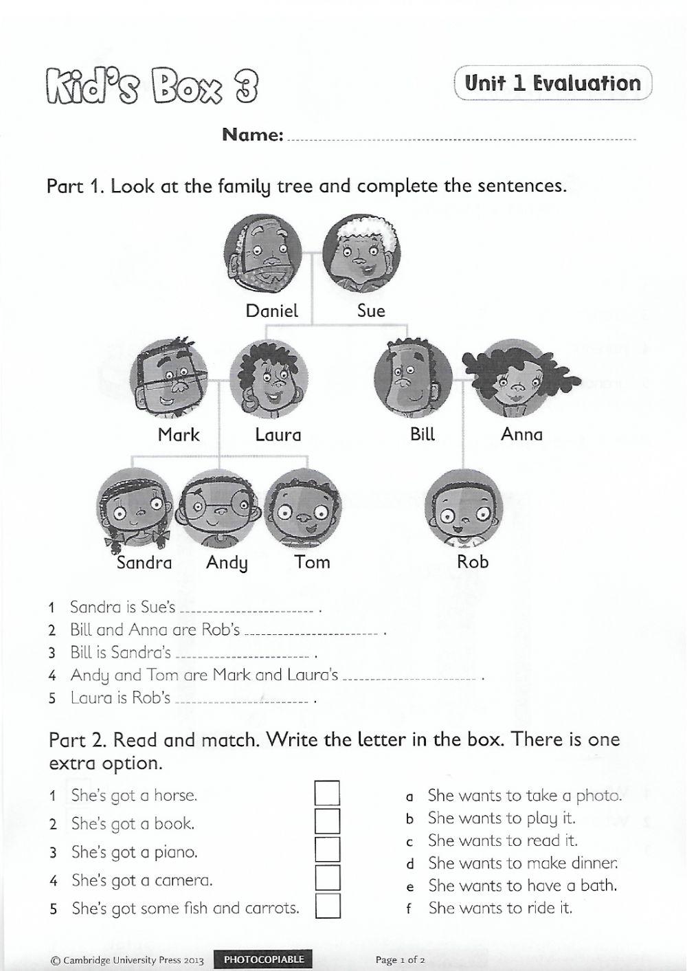 kids box 3 test 1