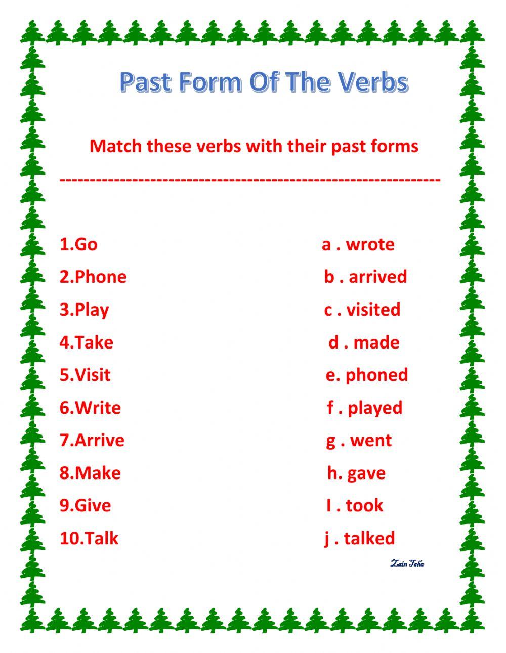 The past form of the verbs