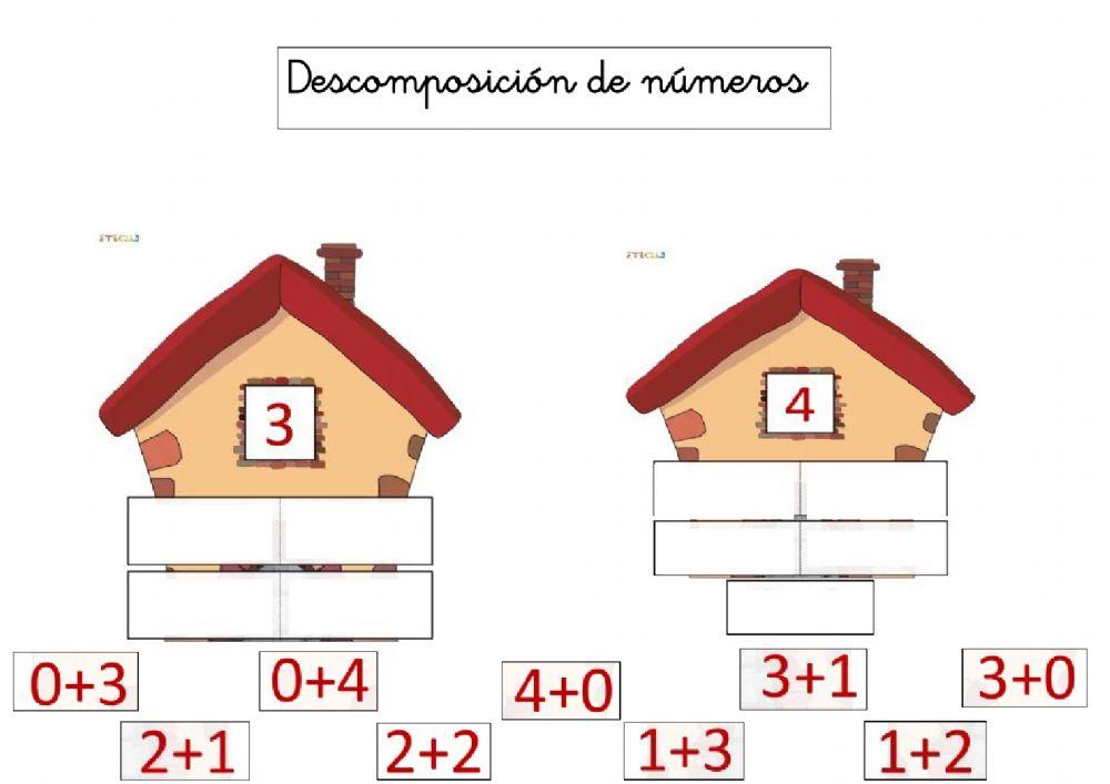 Descomposición de números el tres y el cuatro