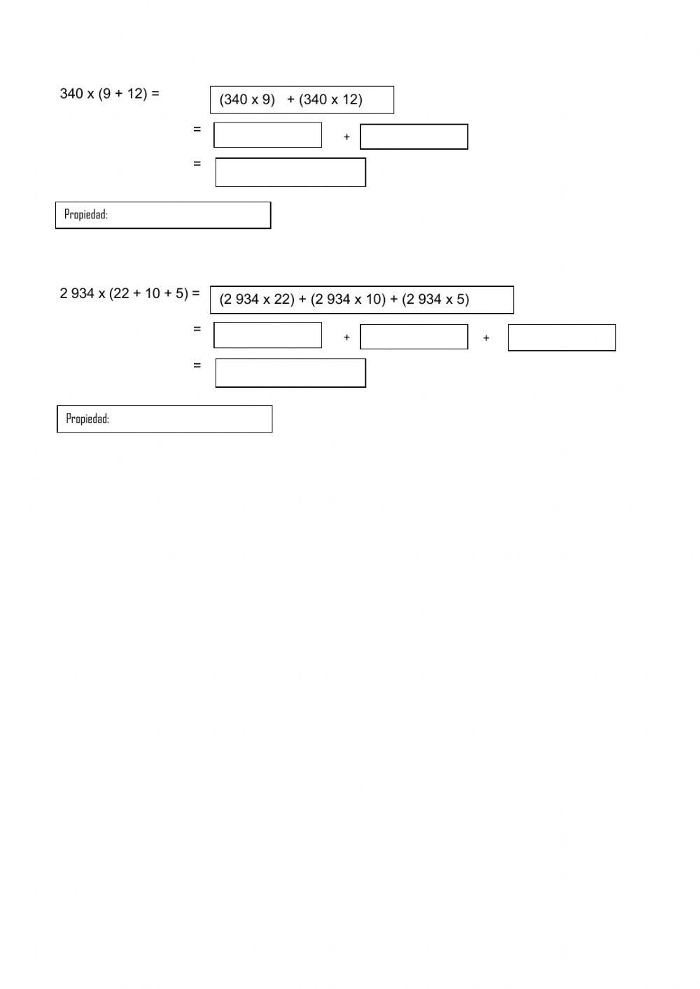 Propiedades de la multiplicación