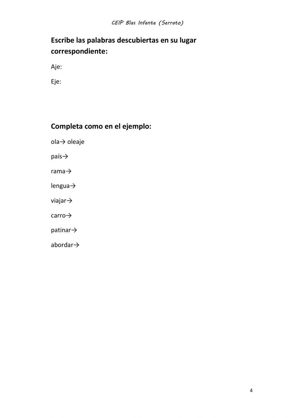 Regla ortográfica aje, eje