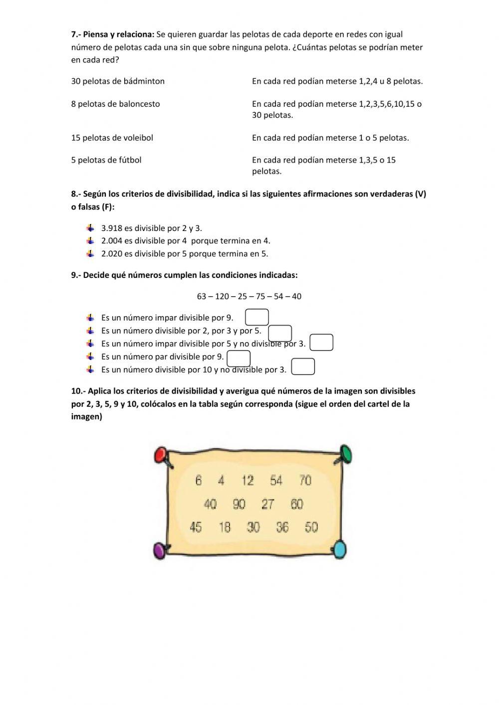 Múltiplos y divisores