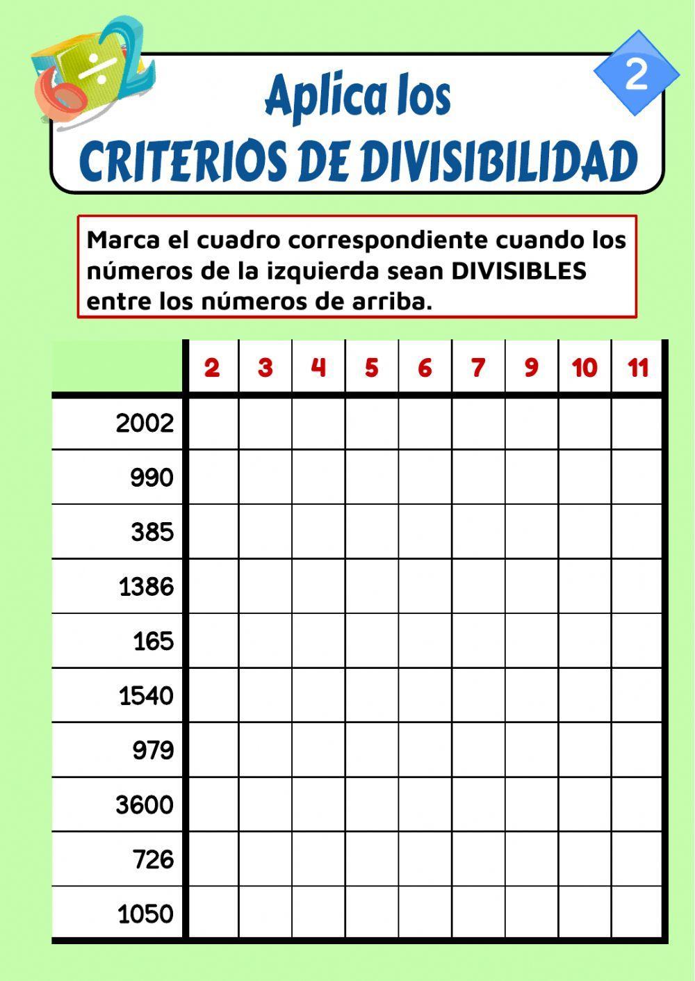 Criterios de divisibilidad (2)