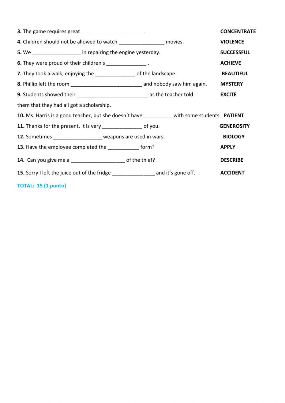 End of year written test GROUP A