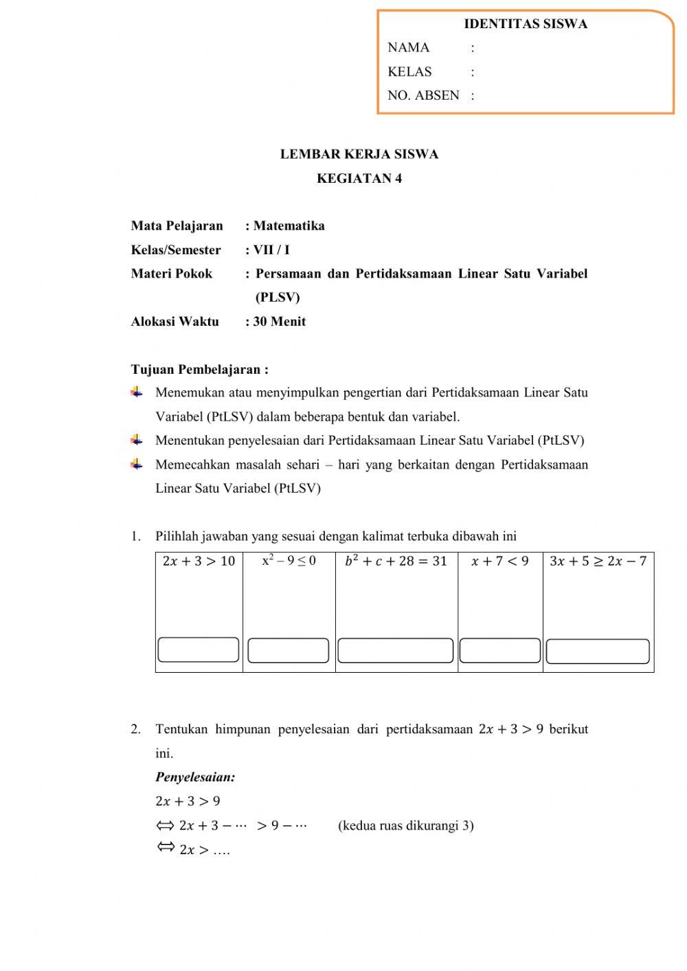 LKS PLSV & PtLSV Pertemuan 4