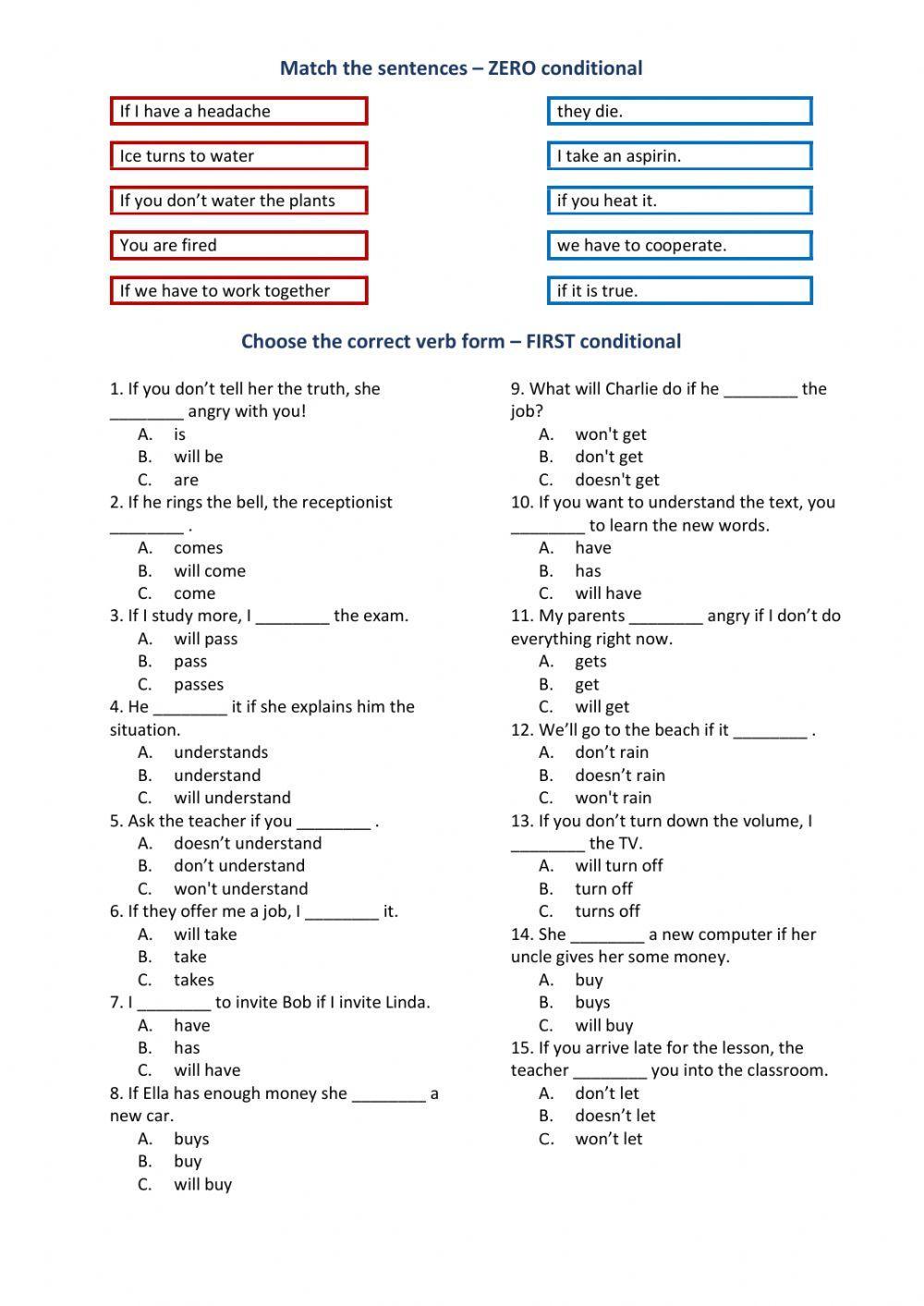 Zero and first conditionals