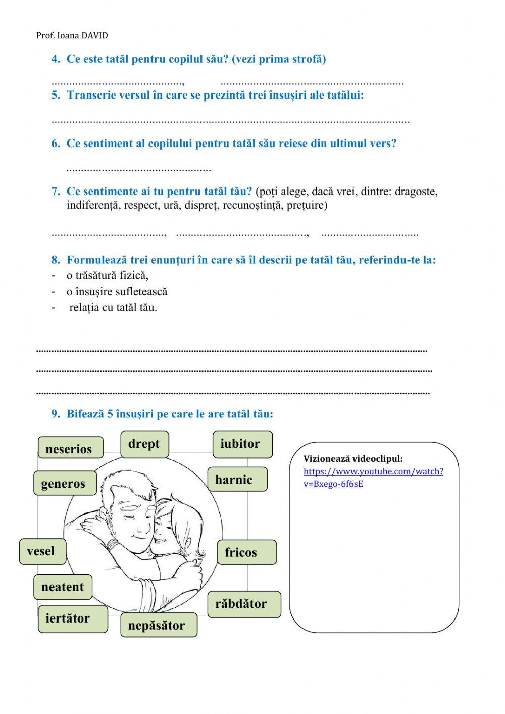 CLR: Evaluare UT 3,,Familia - leagănul copilăriei