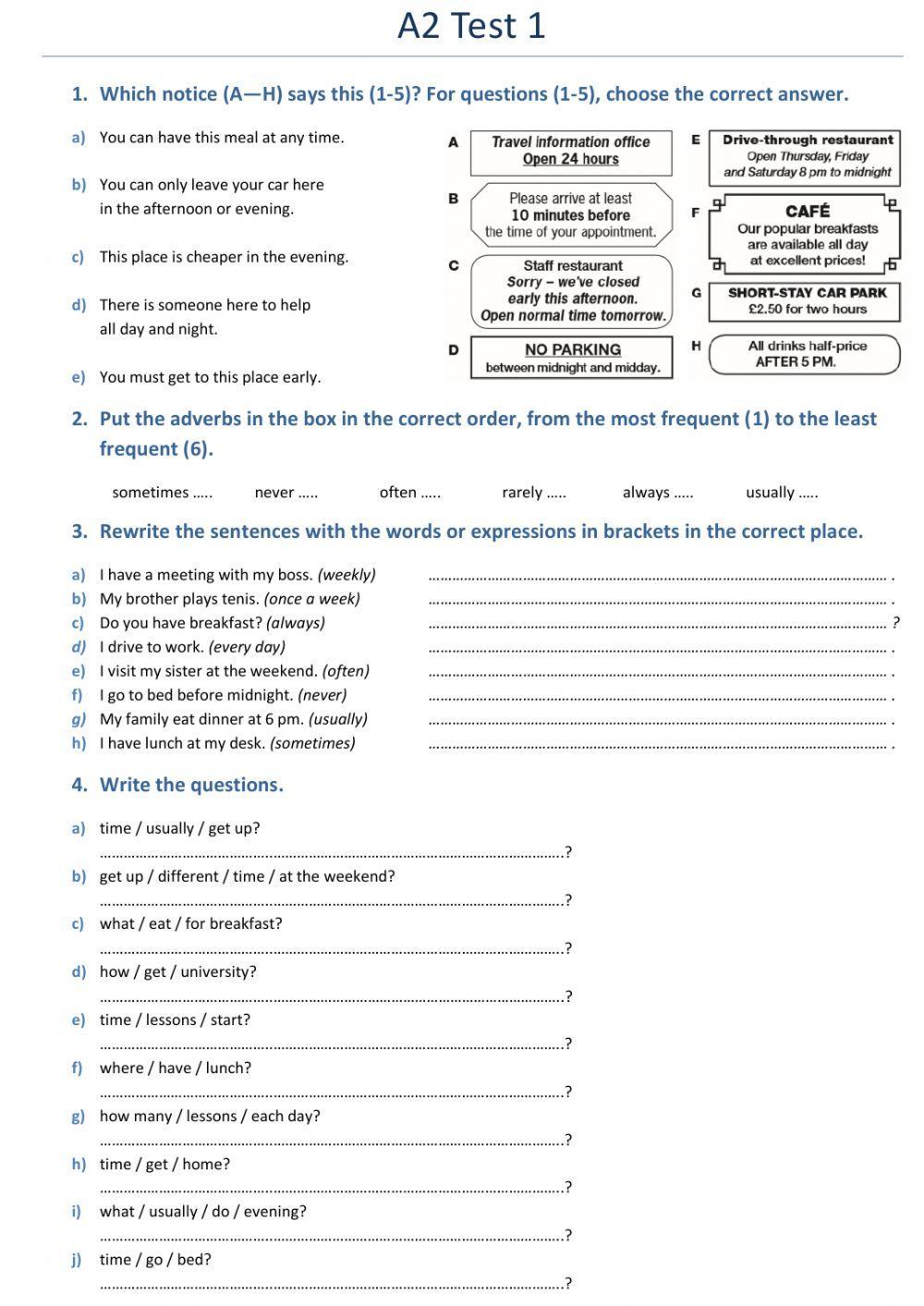 A2 Test 1 A2 Test 1