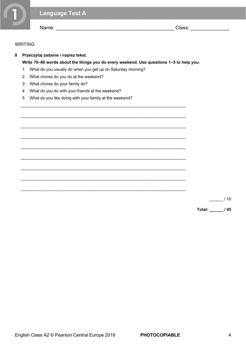 Language test class 6 unit 1