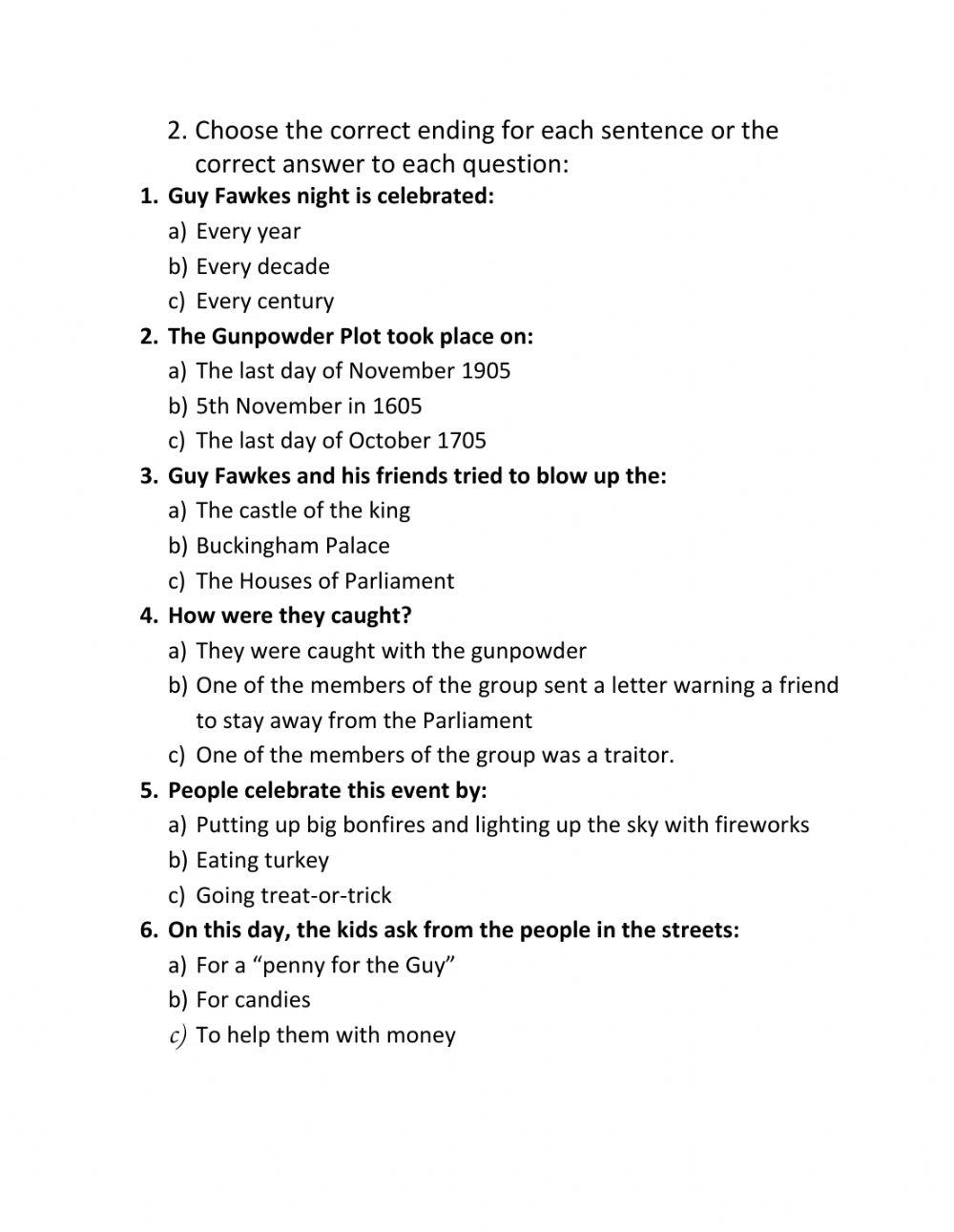 Test in English - Guy Fawkes 