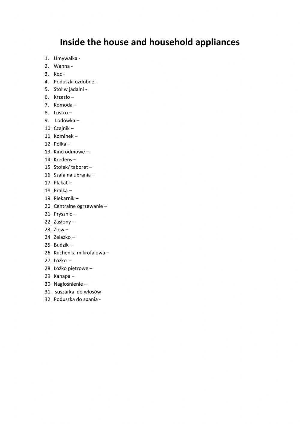Household appliances and electrical items