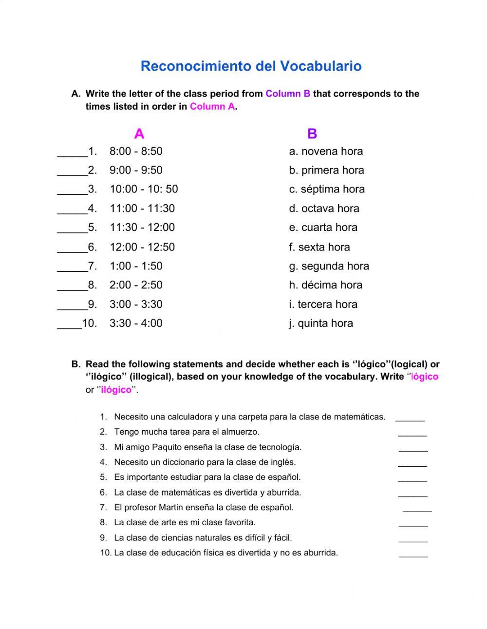 Reconoimiento del Vocabulario