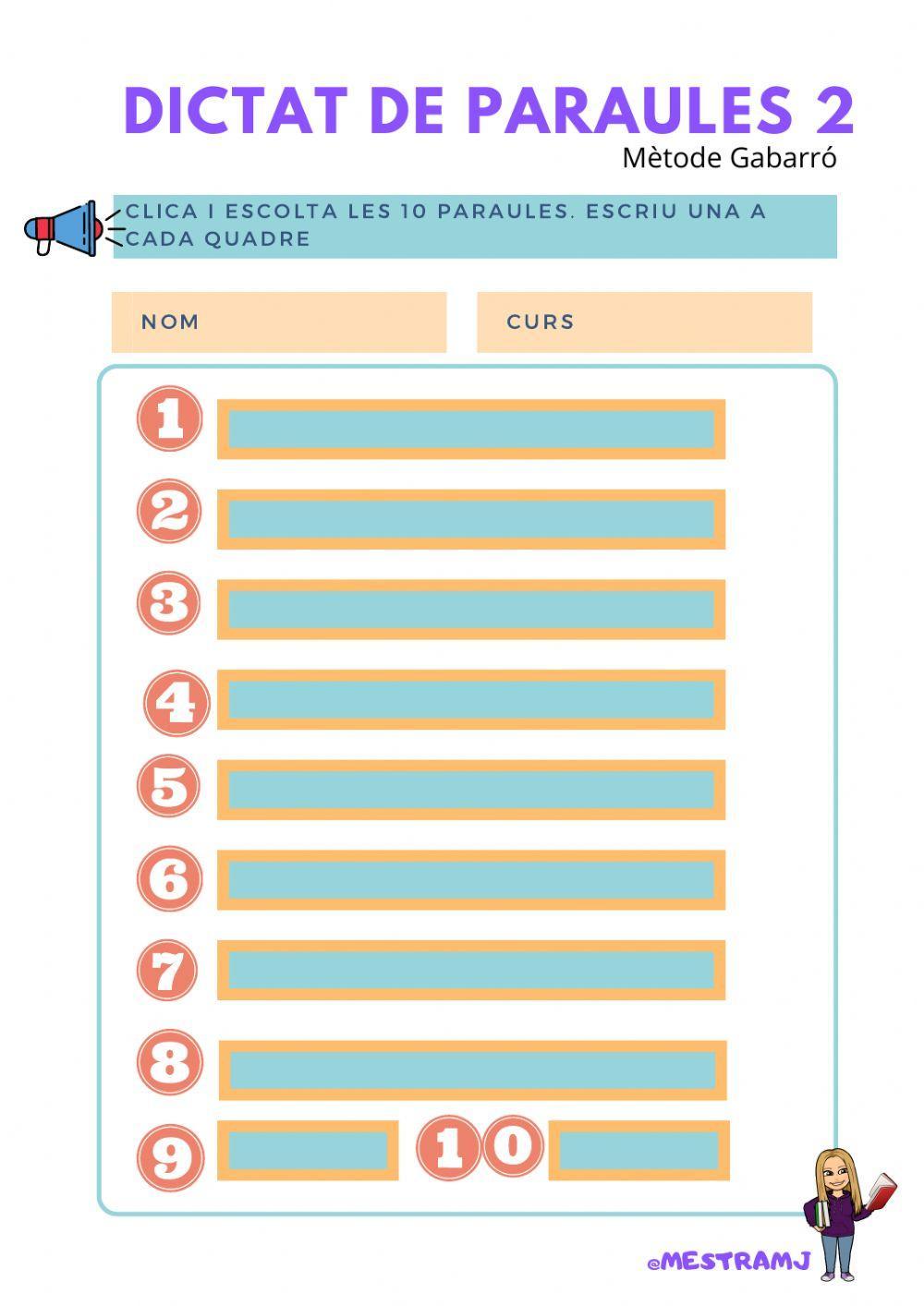 Dictat de 10 paraules 2