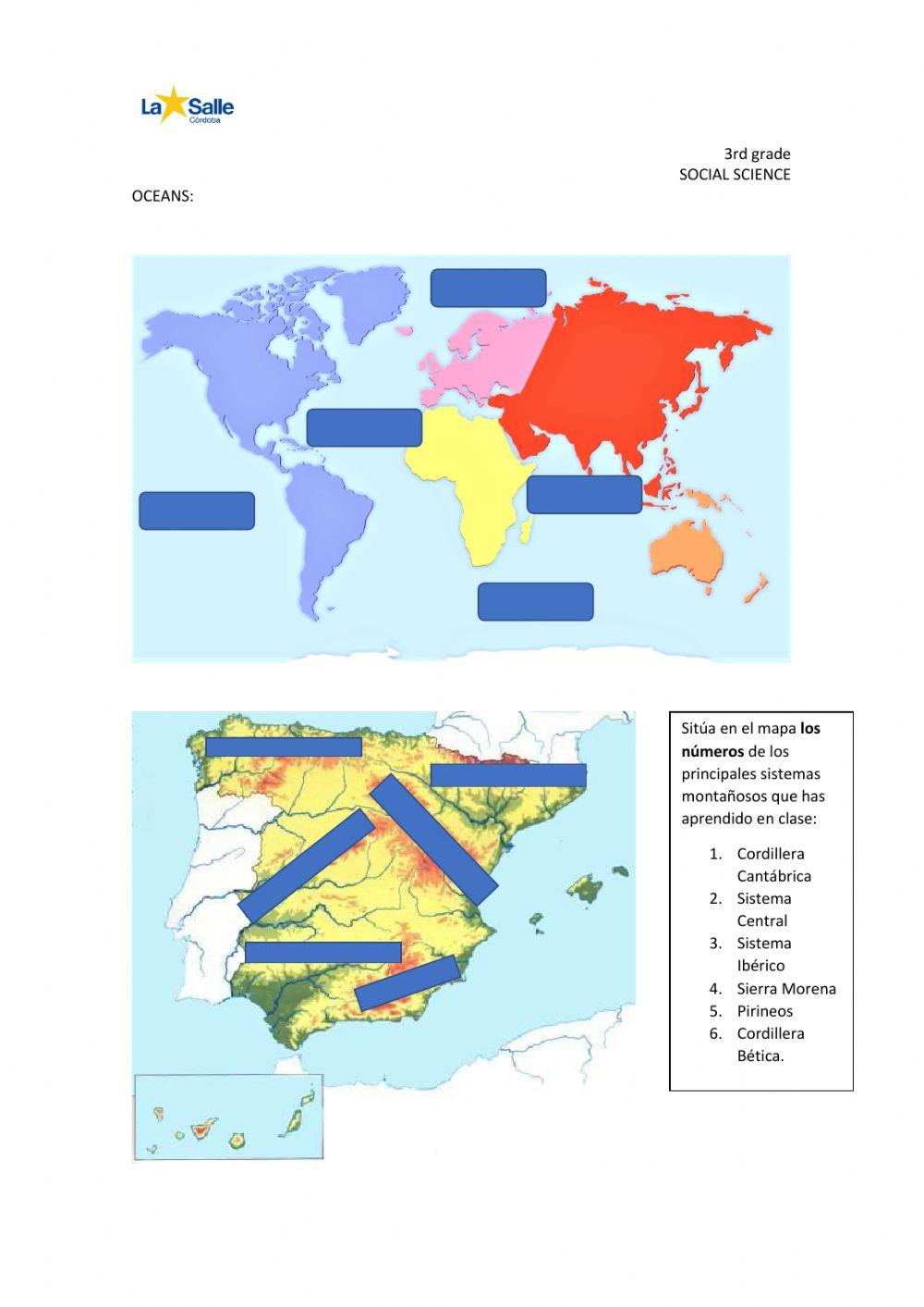 Relieve español, ríos, continentes y mares
