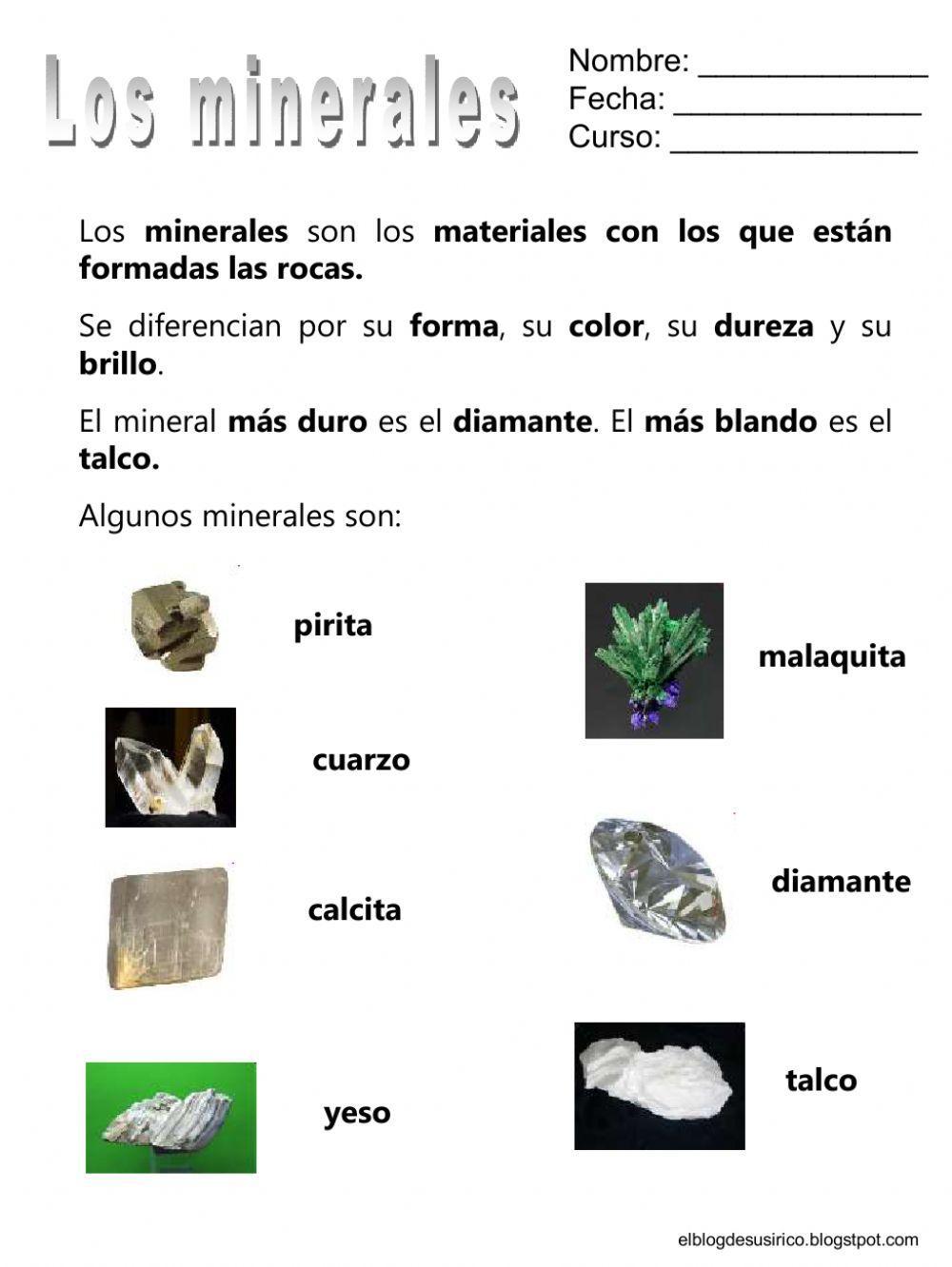 Los minerales exercise
