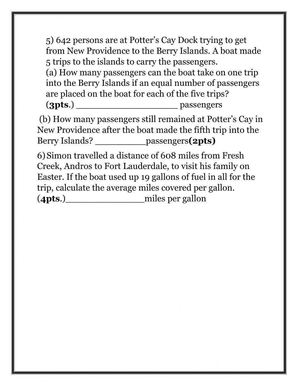 Division Word Problems