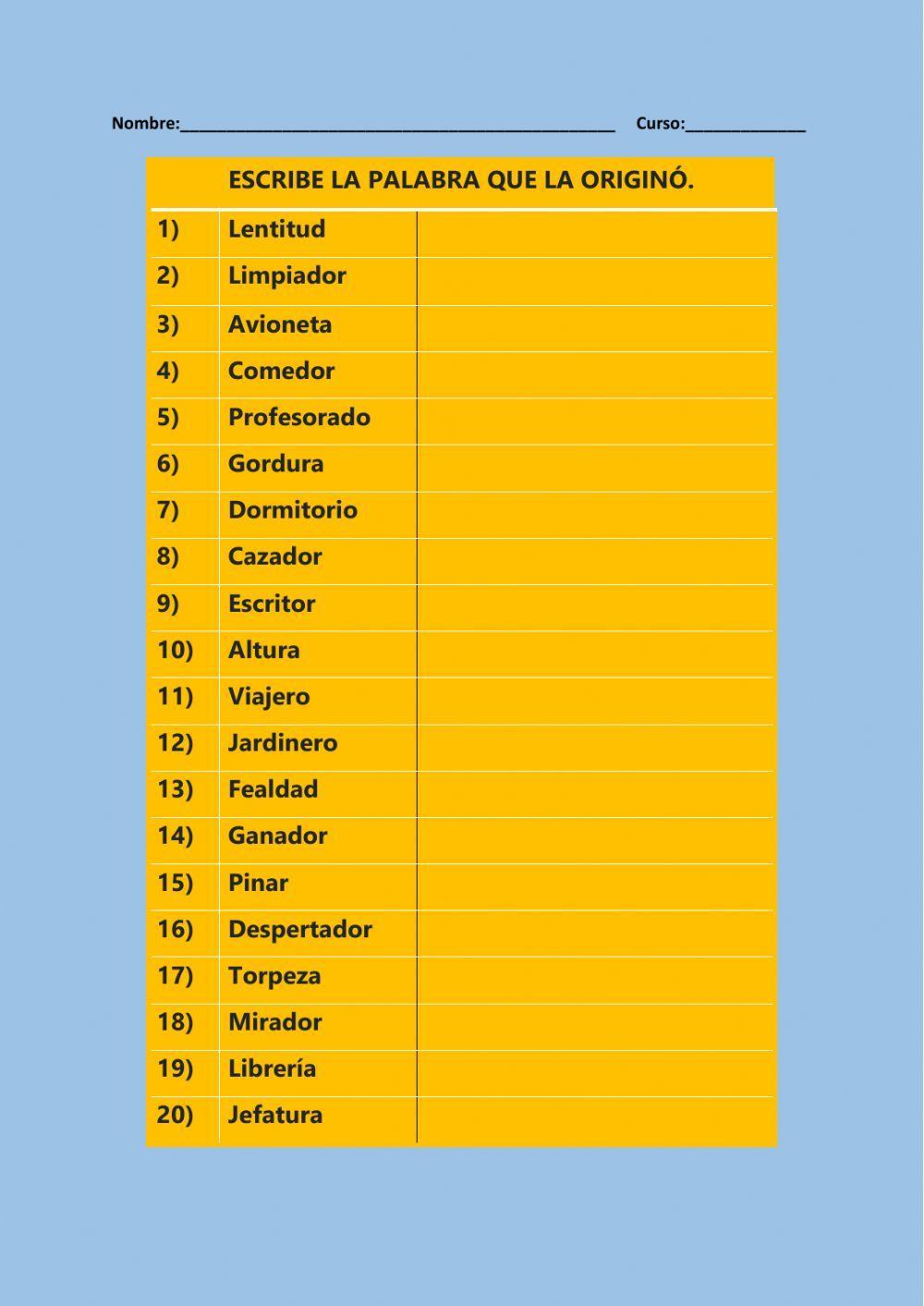 Formación de sustantivos