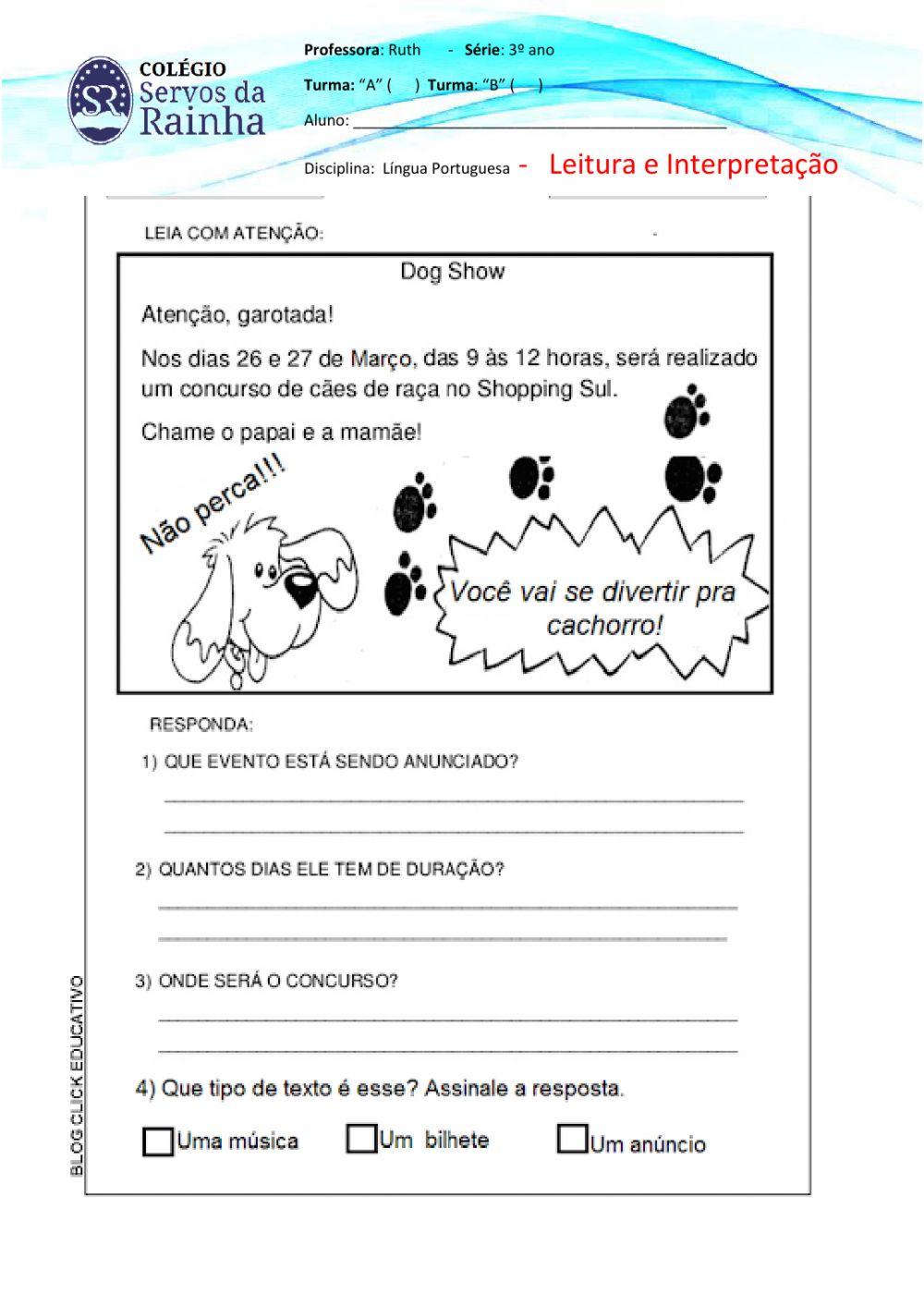 Leitura e Interpretação Leitura e Interpretação