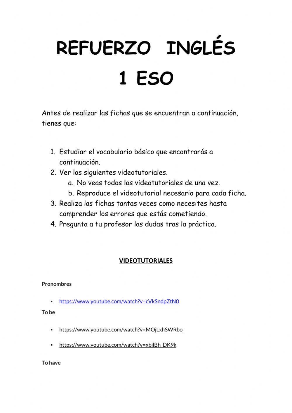 Instrucciones Refuerzo Inglés