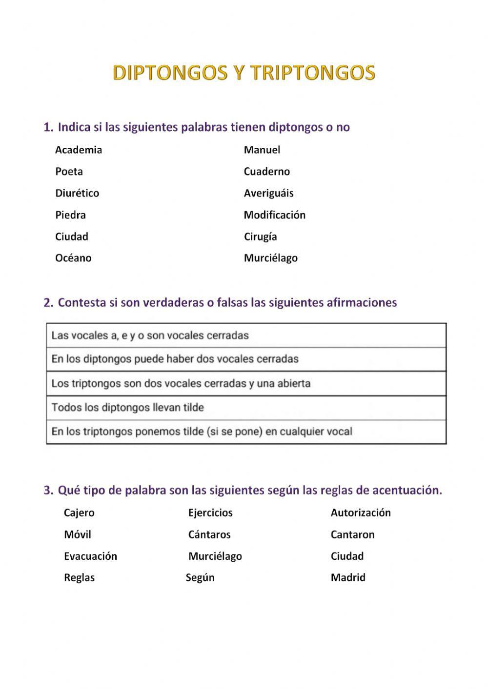 Diptongos y triptongos