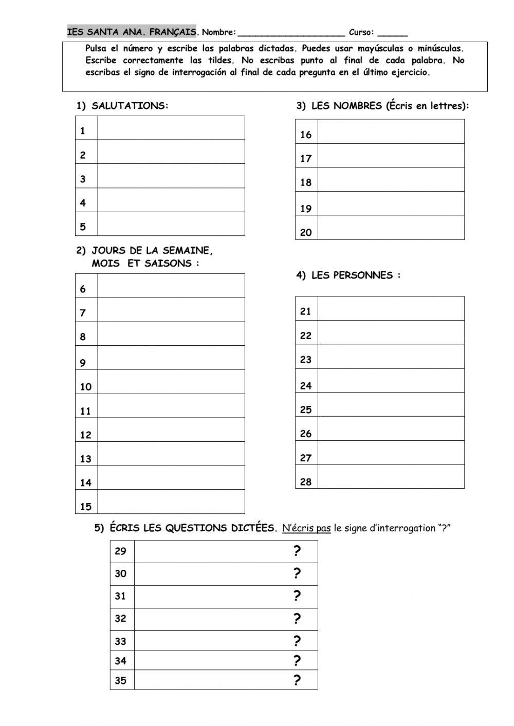Dictée nº1. révision