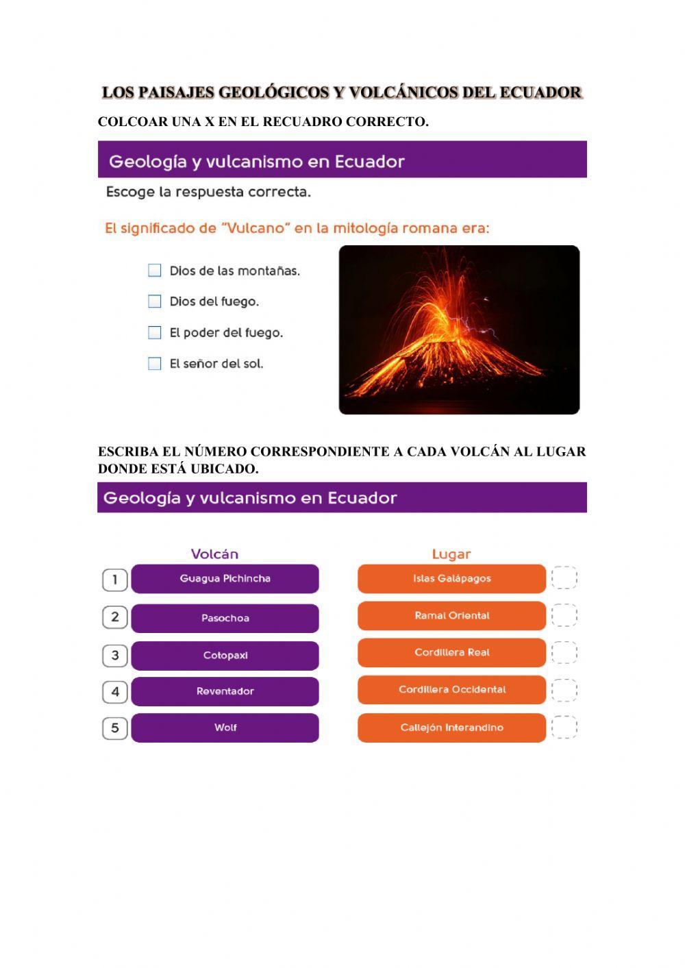 Paisajes geológicos y volcánicos de ecuador