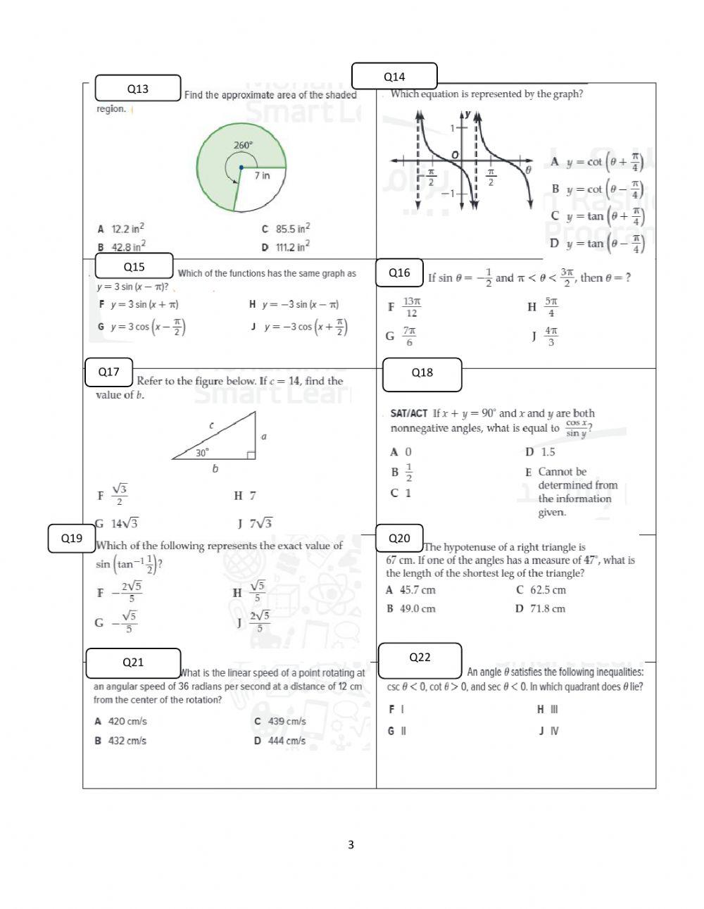 Revision Worksheet - Grade 11 - Ch 3 and 4