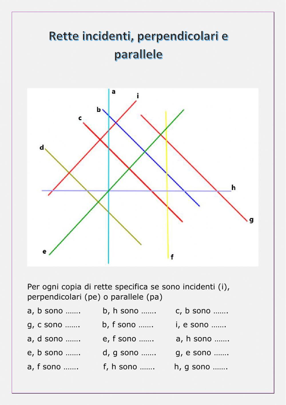 Rette parallele, incidenti, perpendicolari