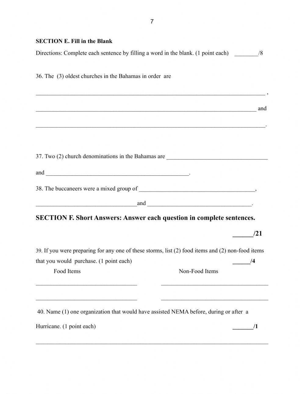 G5 Social Studies Fall Exam 