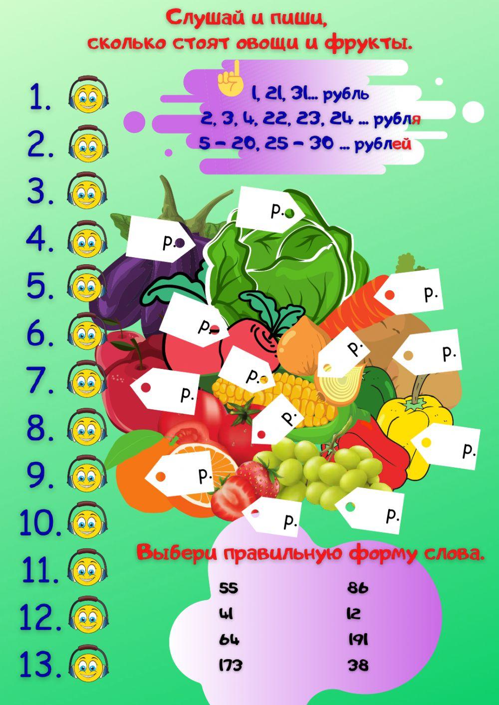 Сколько стоят овощи и фрукты?