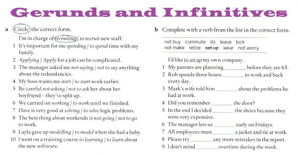 Gerunds and Infinitives 2