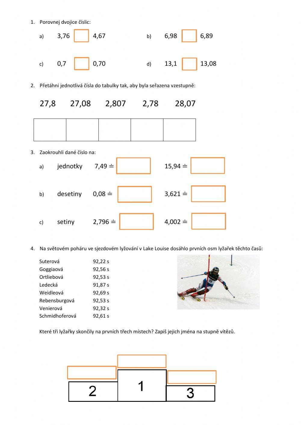Porovnávání a zaokrouhlování desetinných čísel