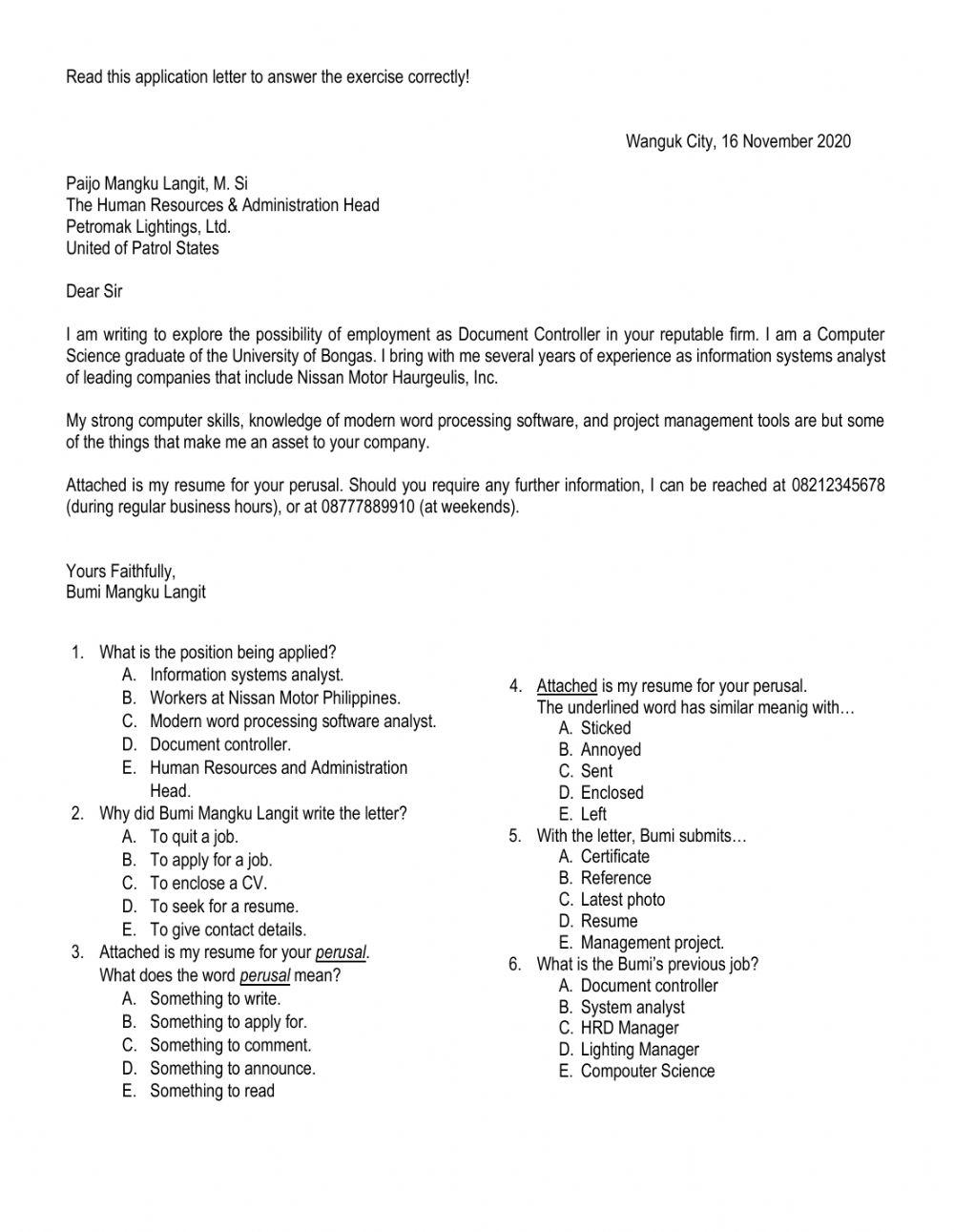 Application Letter Part 2