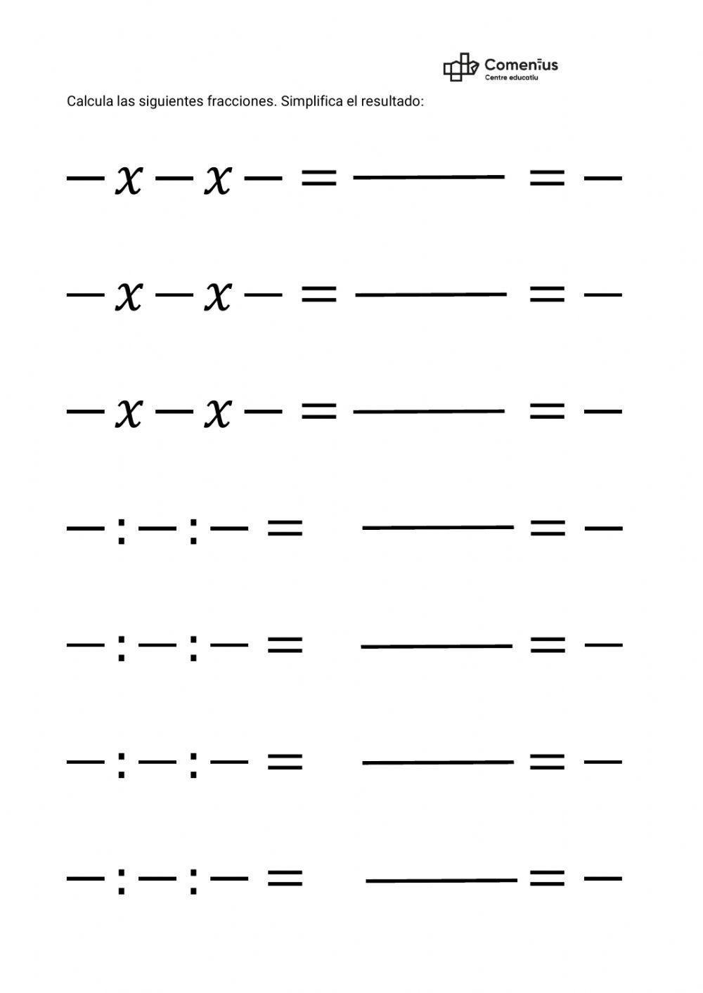 Multiplicaciones y Divisiones de fracciones