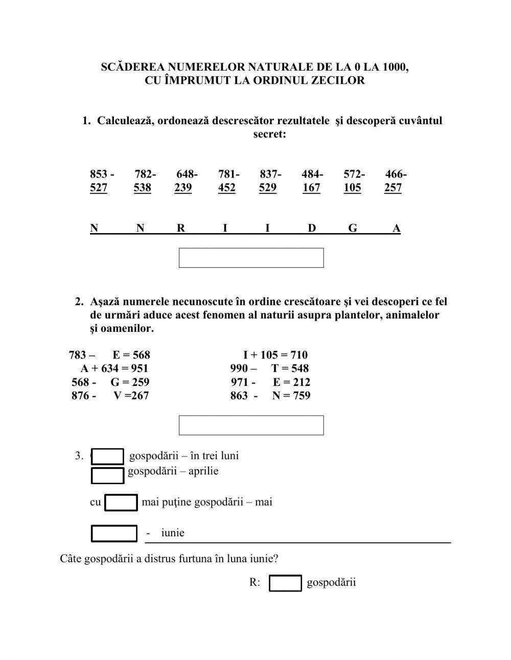 Scaderea 100-1000, cu imprumut la odinul zecilor